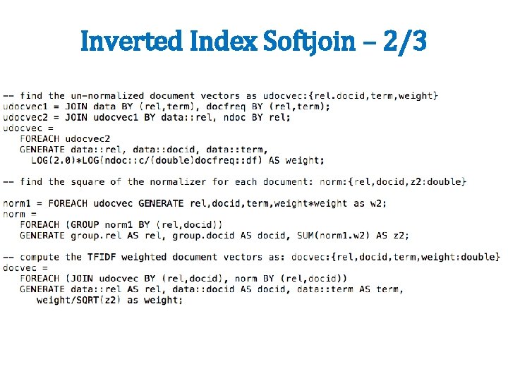 Inverted Index Softjoin – 2/3 