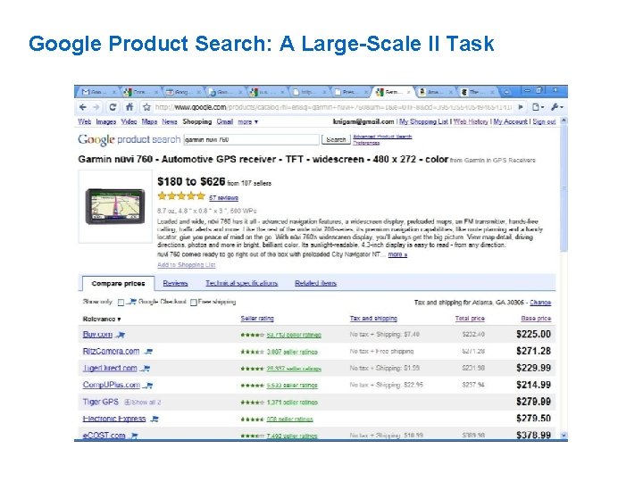 Google Product Search: A Large-Scale II Task 