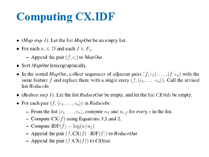 Computing CX. IDF 