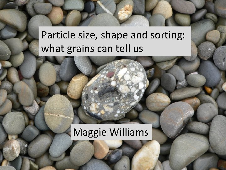 Particle size, shape and sorting: what grains can tell us Maggie Williams 