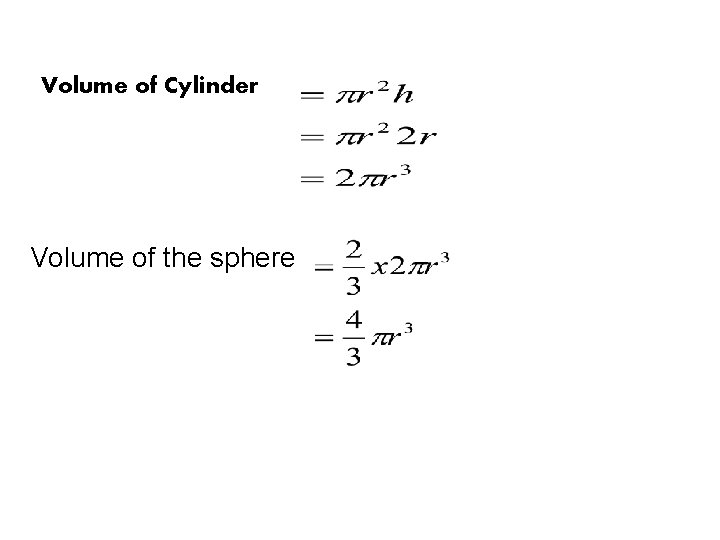 Volume of Cylinder Volume of the sphere 