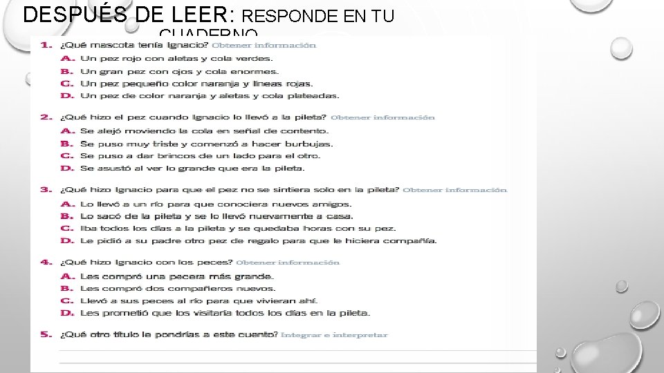 DESPUÉS DE LEER: RESPONDE EN TU CUADERNO 