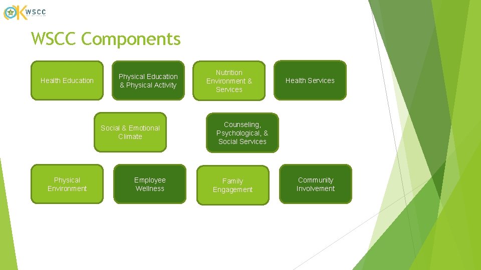 WSCC Components Health Education Physical Education & Physical Activity Social & Emotional Climate Physical