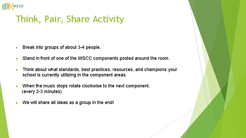 Think, Pair, Share Activity ● Break into groups of about 3 -4 people. ●