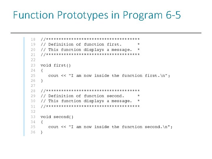 Function Prototypes in Program 6 -5 