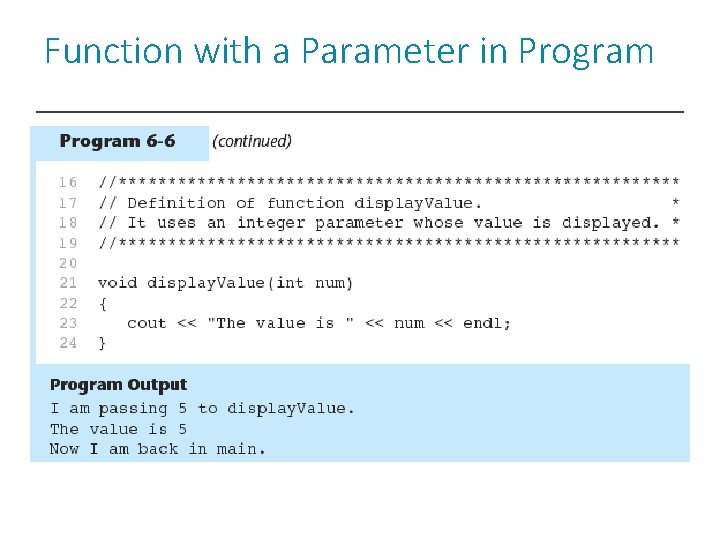 Function with a Parameter in Program 