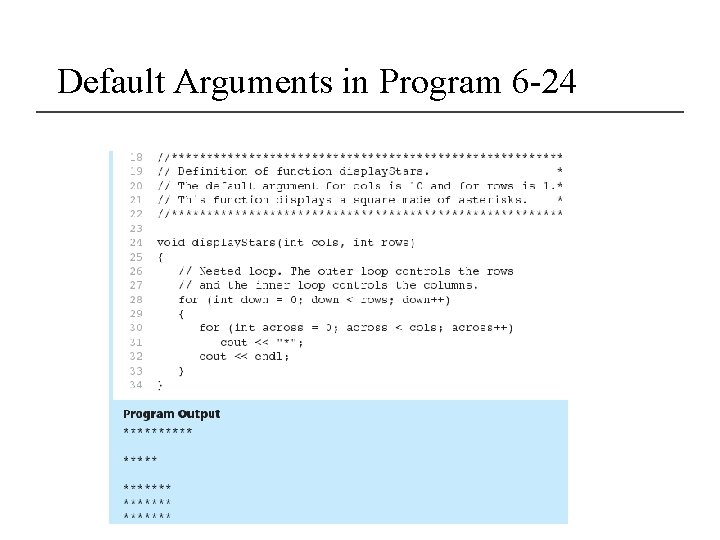 Default Arguments in Program 6 -24 