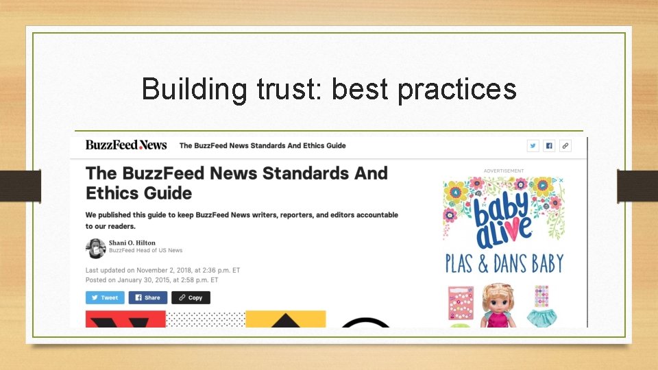 Building trust: best practices Building trust: best practices