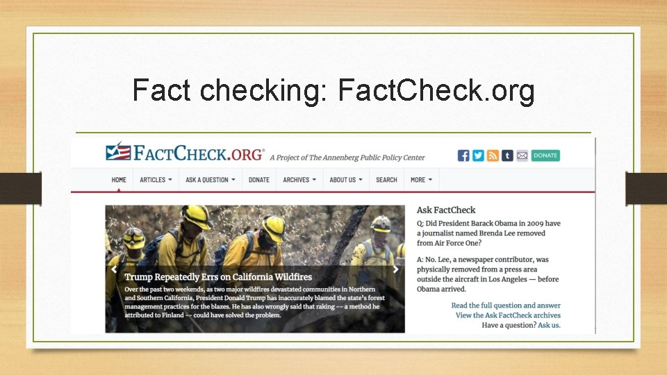 Fact checking: Fact. Check. org 