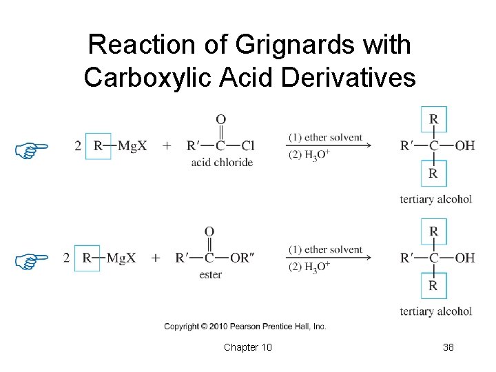 Reaction of Grignards with Carboxylic Acid Derivatives Chapter 10 38 Reaction of Grignards with Carboxylic Acid Derivatives Chapter 10 38