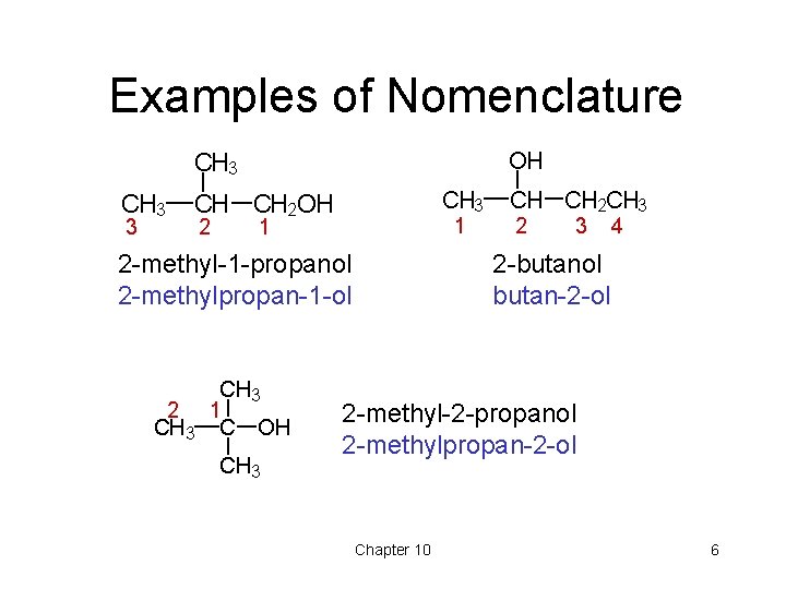 Examples of Nomenclature OH CH 3 CH CH 2 OH 3 2 1 1 Examples of Nomenclature OH CH 3 CH CH 2 OH 3 2 1 1