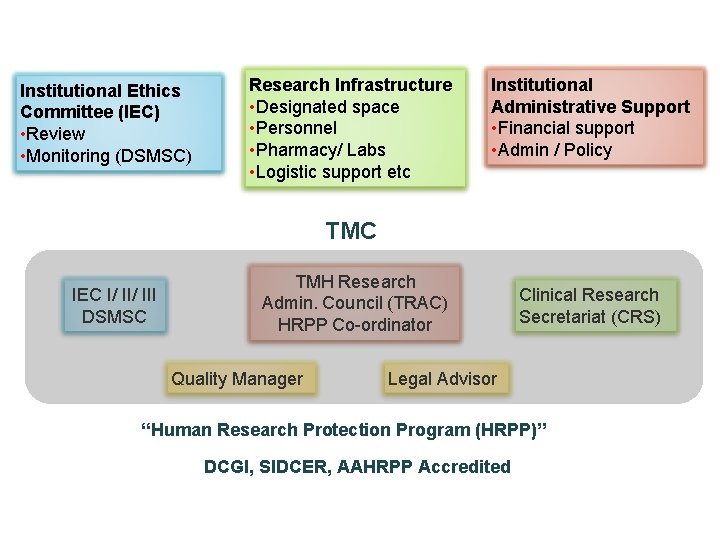 Institutional Ethics Committee (IEC) • Review • Monitoring (DSMSC) Research Infrastructure • Designated space