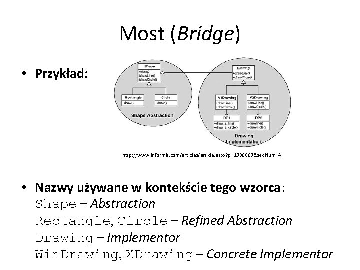 Most (Bridge) • Przykład: http: //www. informit. com/articles/article. aspx? p=1398603&seq. Num=4 • Nazwy używane