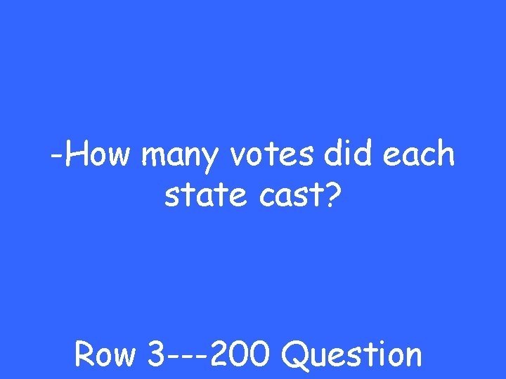 -How many votes did each state cast? Row 3 ---200 Question 