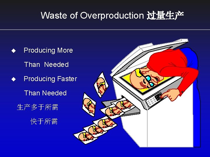 Waste of Overproduction 过量生产 u Producing More Than Needed u Producing Faster Than Needed