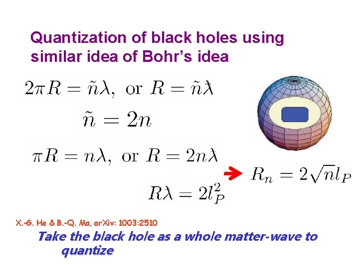 Quantization of black holes using similar idea of Bohr’s idea X. -G. He &