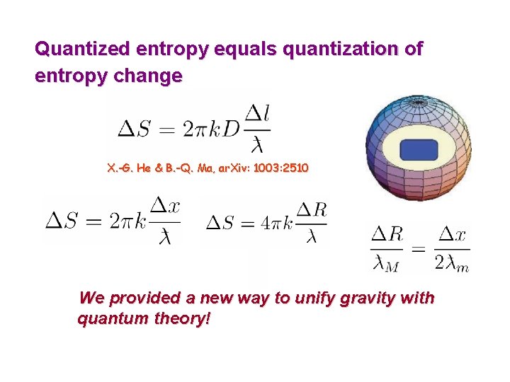 Quantized entropy equals quantization of entropy change X. -G. He & B. -Q. Ma,