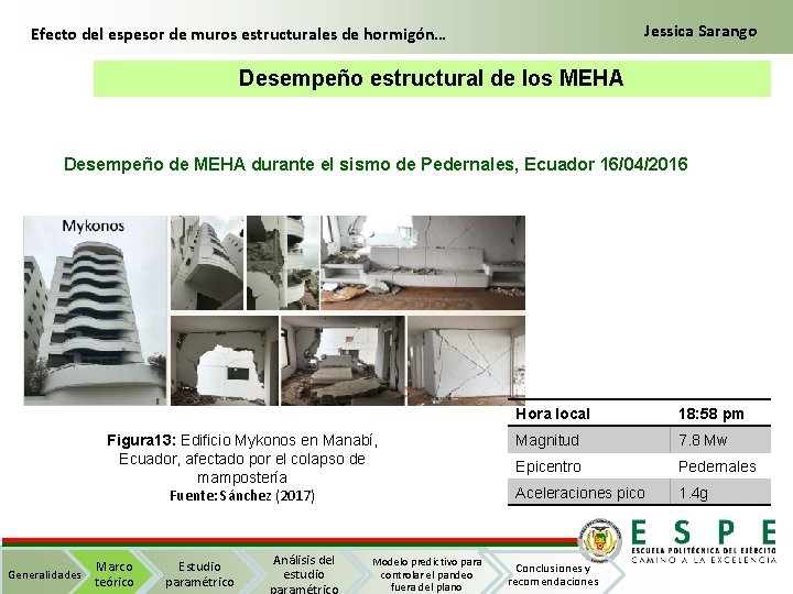 Jessica Sarango Efecto del espesor de muros estructurales de hormigón… Desempeño estructural de los