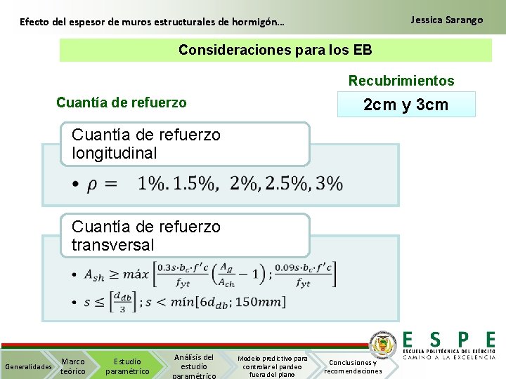 Jessica Sarango Efecto del espesor de muros estructurales de hormigón… Consideraciones para los EB