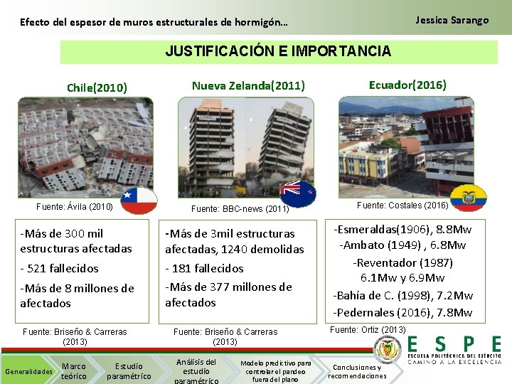 Jessica Sarango Efecto del espesor de muros estructurales de hormigón… JUSTIFICACIÓN E IMPORTANCIA Chile(2010)