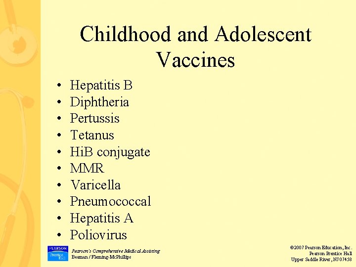 Childhood and Adolescent Vaccines • • • Hepatitis B Diphtheria Pertussis Tetanus Hi. B