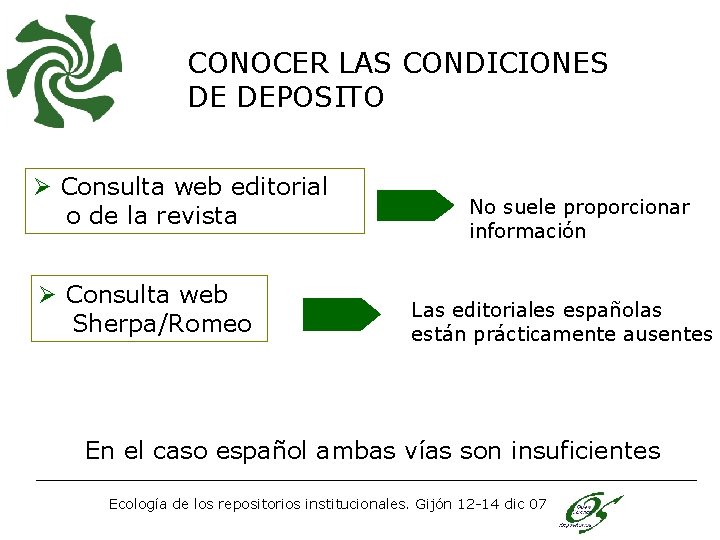 CONOCER LAS CONDICIONES DE DEPOSITO Consulta web editorial o de la revista Consulta web