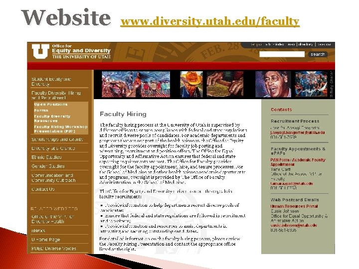 Website www. diversity. utah. edu/faculty 