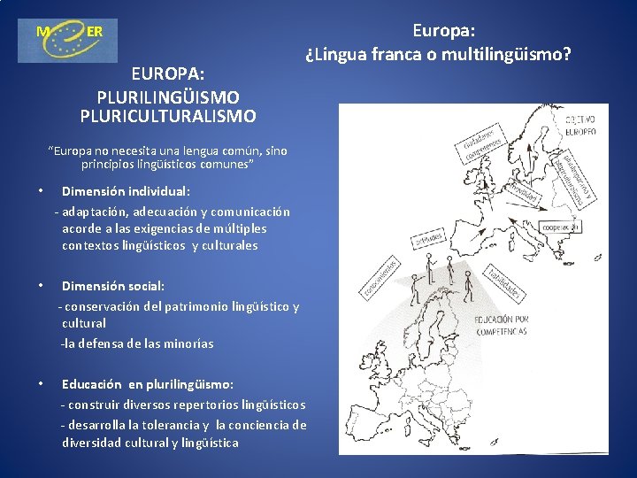 M ER EUROPA: PLURILINGÜISMO PLURICULTURALISMO Europa: ¿Lingua franca o multilingüismo? “Europa no necesita una