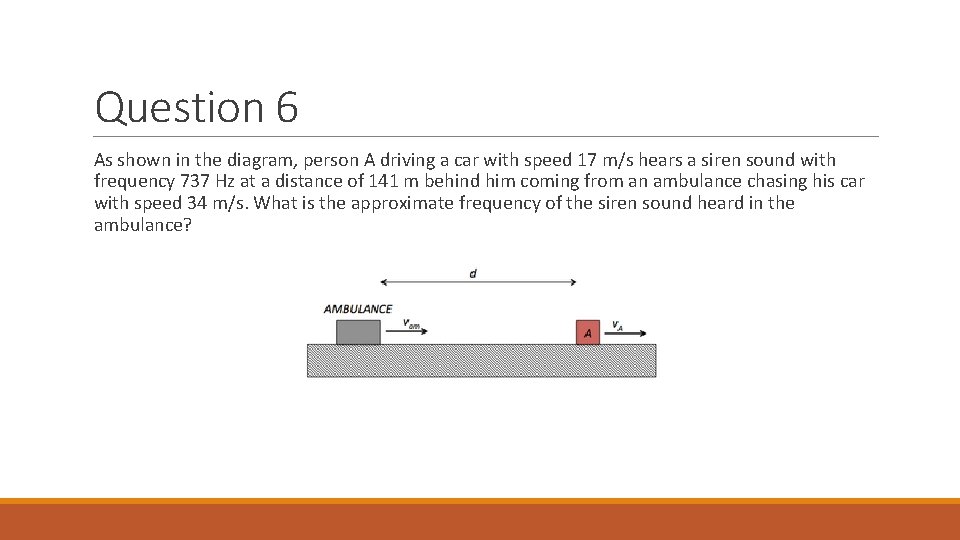 Question 6 As shown in the diagram, person A driving a car with speed
