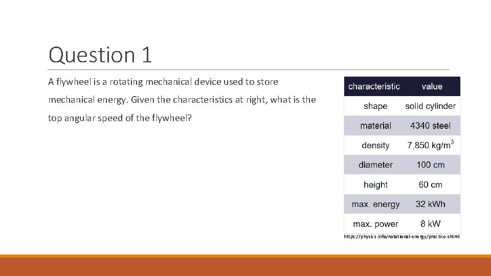 Question 1 A flywheel is a rotating mechanical device used to store mechanical energy.