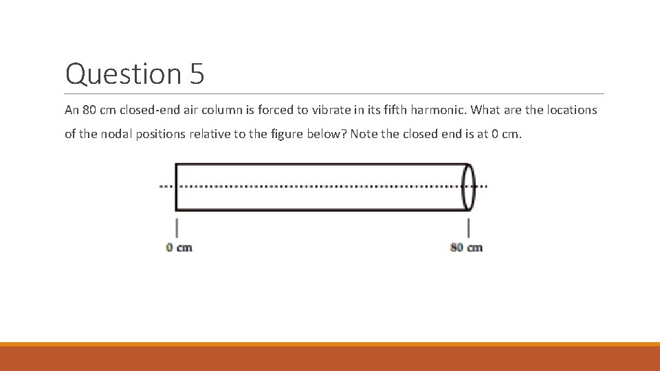 Question 5 An 80 cm closed-end air column is forced to vibrate in its