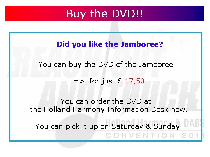 Buy the DVD!! Did you like the Jamboree? You can buy the DVD of