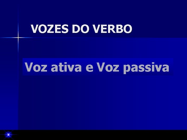 VOZES DO VERBO Voz ativa e Voz passiva 