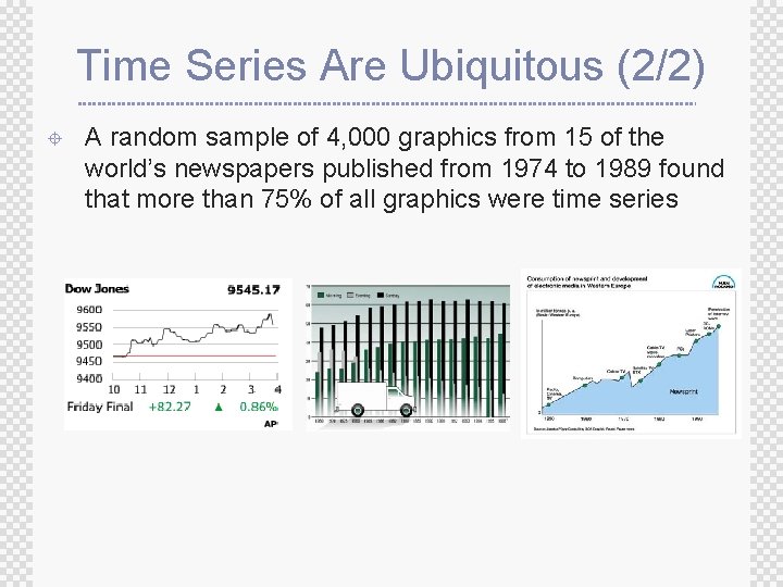 Time Series Are Ubiquitous (2/2) ± A random sample of 4, 000 graphics from