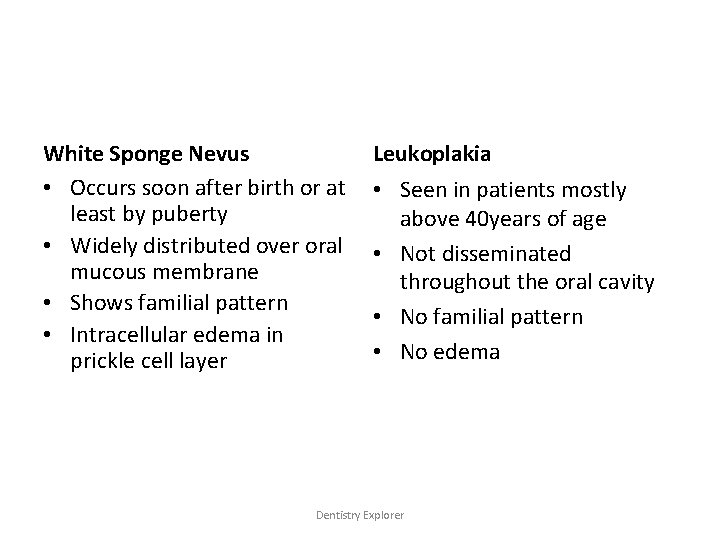 White Sponge Nevus • Occurs soon after birth or at least by puberty •