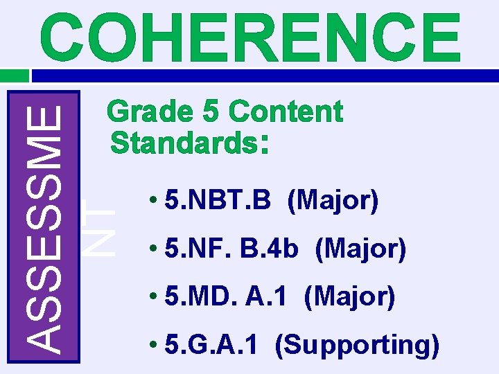 COHERENCE ASSESSME NT Grade 5 Content Standards: • 5. NBT. B (Major) • 5.