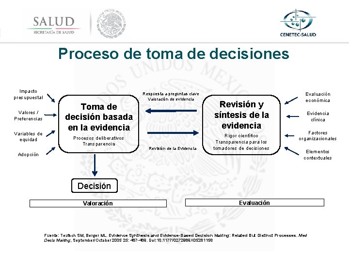 Proceso de toma de decisiones Impacto presupuestal Valores / Preferencias Variables de equidad Respuesta