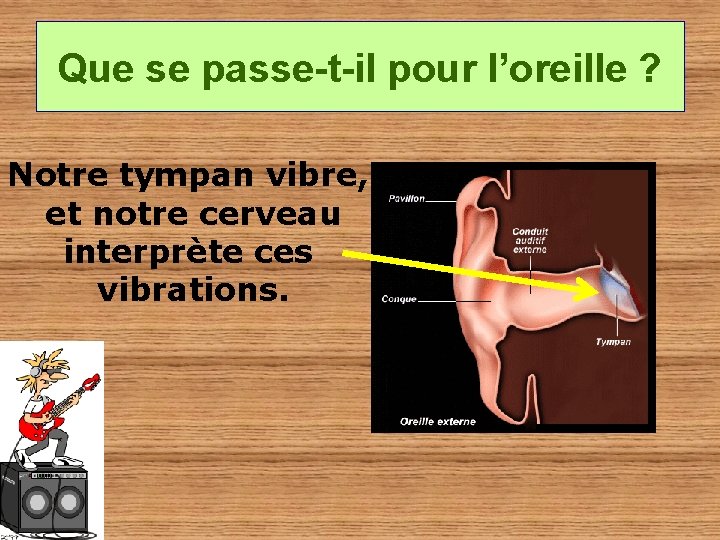 Que se passe-t-il pour l’oreille ? Notre tympan vibre, et notre cerveau interprète ces