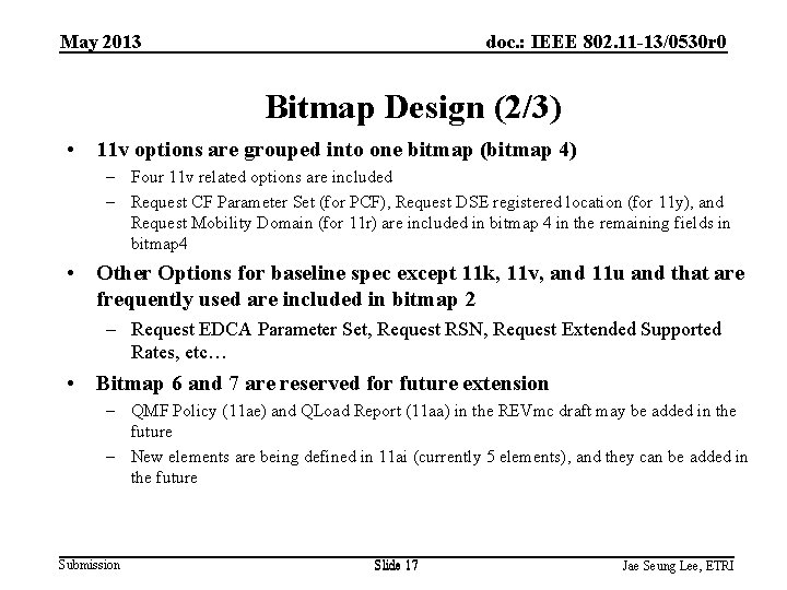 May 2013 doc. : IEEE 802. 11 -13/0530 r 0 Bitmap Design (2/3) •