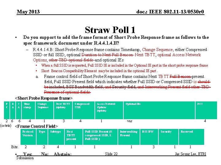 May 2013 doc. : IEEE 802. 11 -13/0530 r 0 Straw Poll 1 •