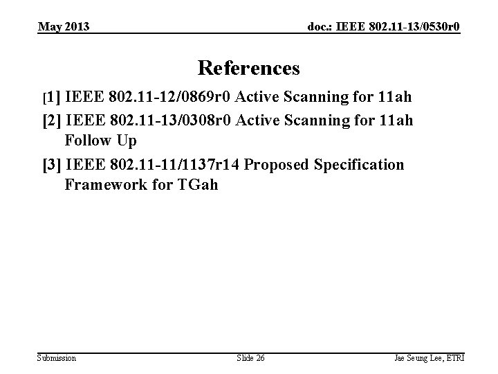 May 2013 doc. : IEEE 802. 11 -13/0530 r 0 References [1] IEEE 802.