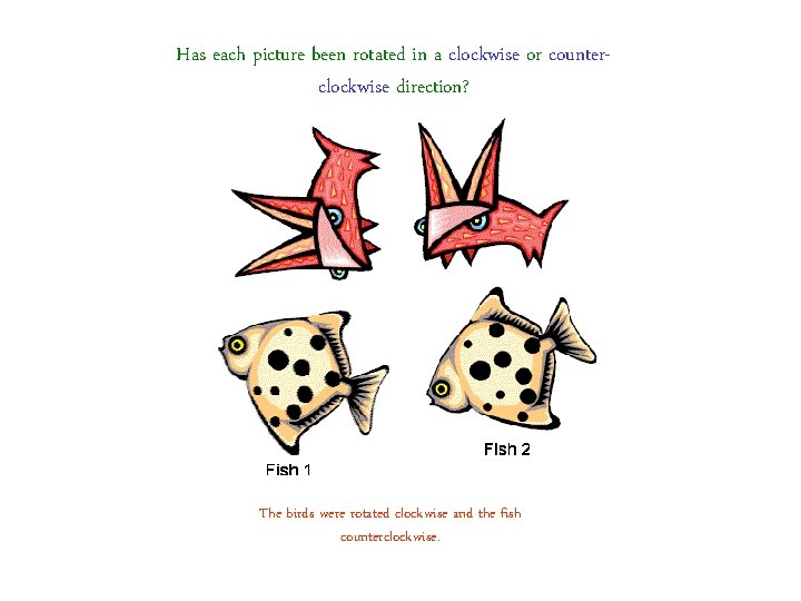 Has each picture been rotated in a clockwise or counterclockwise direction? The birds were
