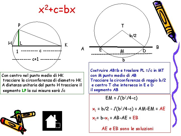 x 2+c=bx P T b/2 H L 1 ----- c ----- K A -----