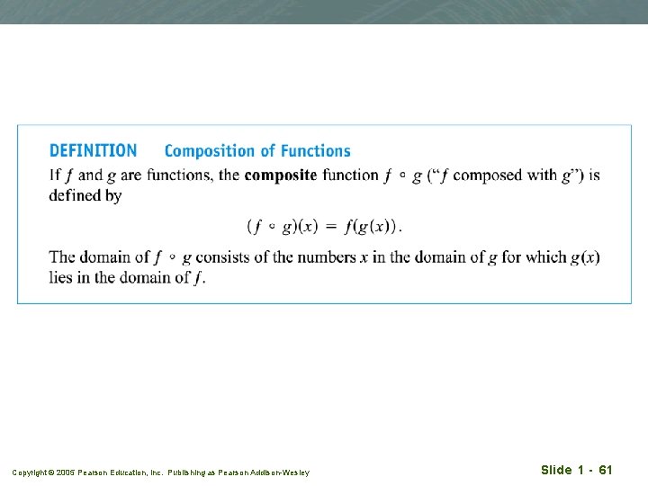 Copyright © 2005 Pearson Education, Inc. Publishing as Pearson Addison-Wesley Slide 1 - 61