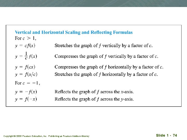 Copyright © 2005 Pearson Education, Inc. Publishing as Pearson Addison-Wesley Slide 1 - 74