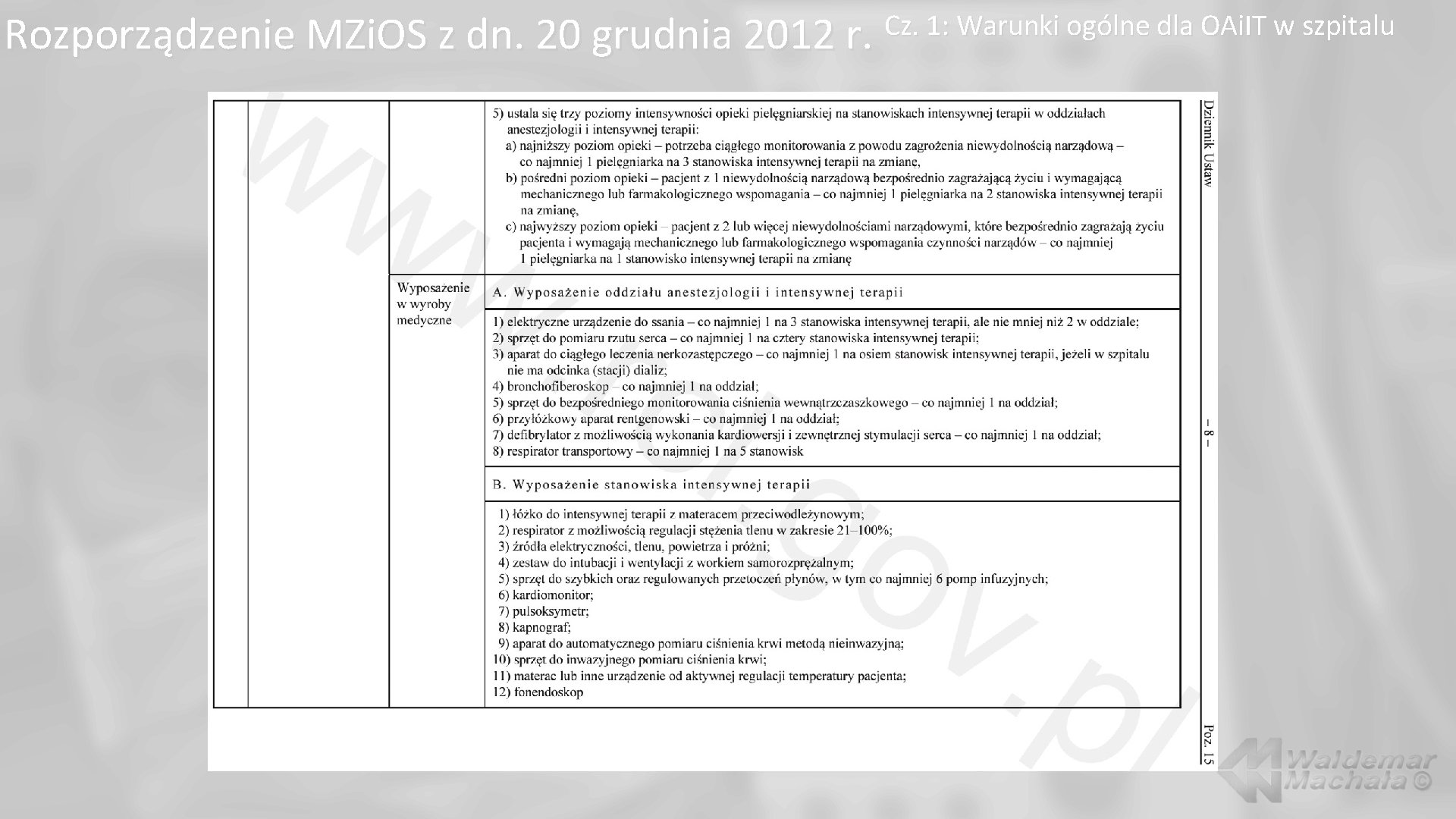 Rozporządzenie MZi. OS z dn. 20 grudnia 2012 r. Cz. 1: Warunki ogólne dla