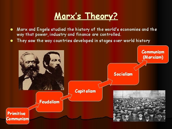 Marx’s Theory? Marx and Engels studied the history of the world’s economies and the