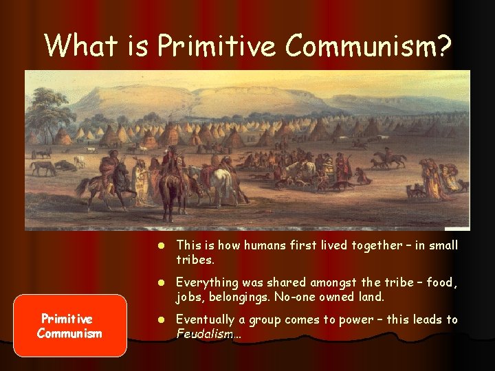 What is Primitive Communism? Primitive Communism l This is how humans first lived together