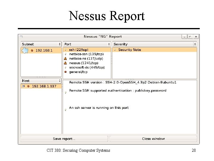 Nessus Report CIT 380: Securing Computer Systems 28 