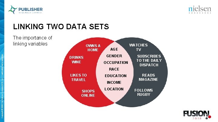 LINKING TWO DATA SETS Copyright © 2018 The Nielsen Company (US), LLC. Confidential and